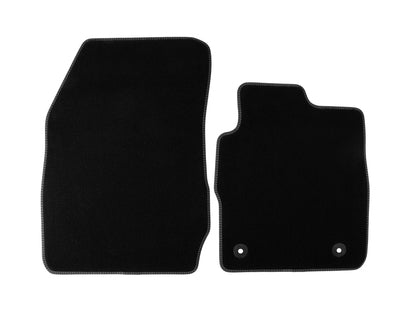 Genuine Velour Floor Mats front, black with metal grey stitching - 1848813