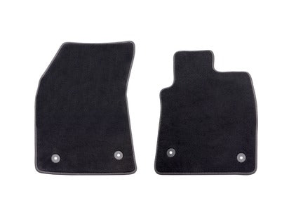 Genuine Premium Velours Floor Mats front, black with grey stitching - 2399653