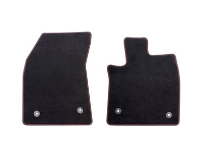 Genuine Premium Velours Floor Mats front, black with red stitching - 2399661