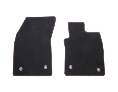 Genuine Premium Velours Floor Mats front, black with red stitching - 2399651