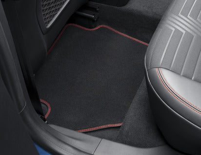 Genuine Velour Floor Mats rear, black with red stitching - 2478661