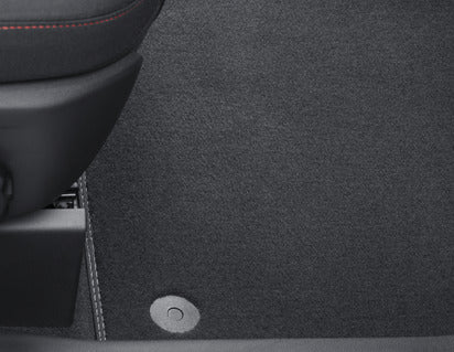 Genuine Premium Velours Floor Mats front and rear, black with double grey stitching - 2414811