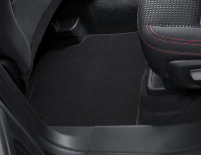 Genuine Premium Velours Floor Mats front and rear, black with double grey stitching - 2414799