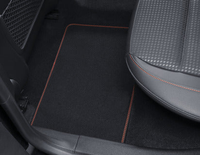 Genuine Premium Velours Floor Mats rear, black with red stitching - 2399669