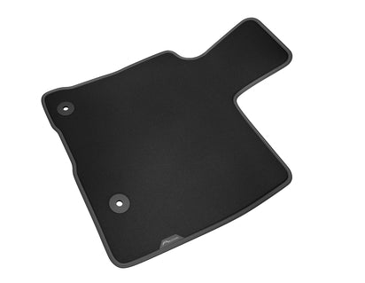 Genuine Velour Floor Mats front, black with metal grey double stitching - 2761039