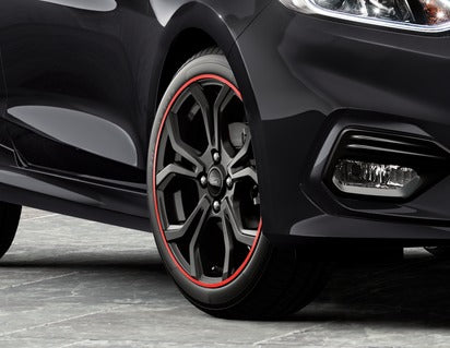 Genuine Alloy Wheel 17" 5 x 2-spoke Y design, Black with red accent ring - 2327911