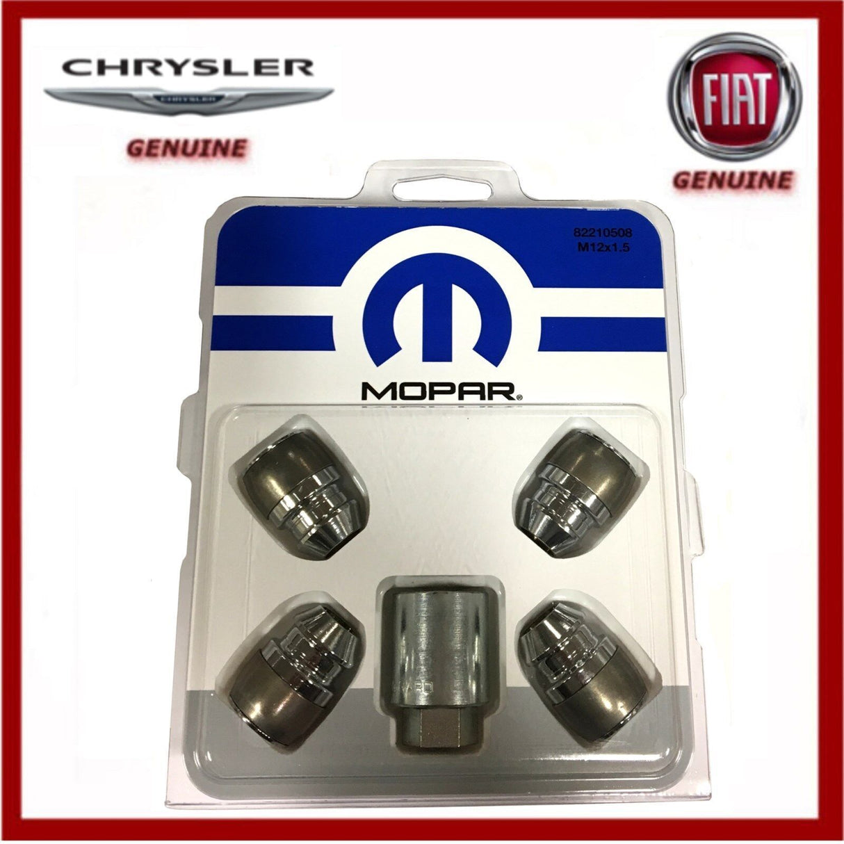 Genuine Fiat 124 Spider & Chrysler Voyager Locking Wheel Bolt Set! New.