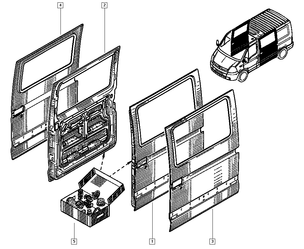 Genuine Renault Master Mk2 RH Rear Sliding Door 7751469075