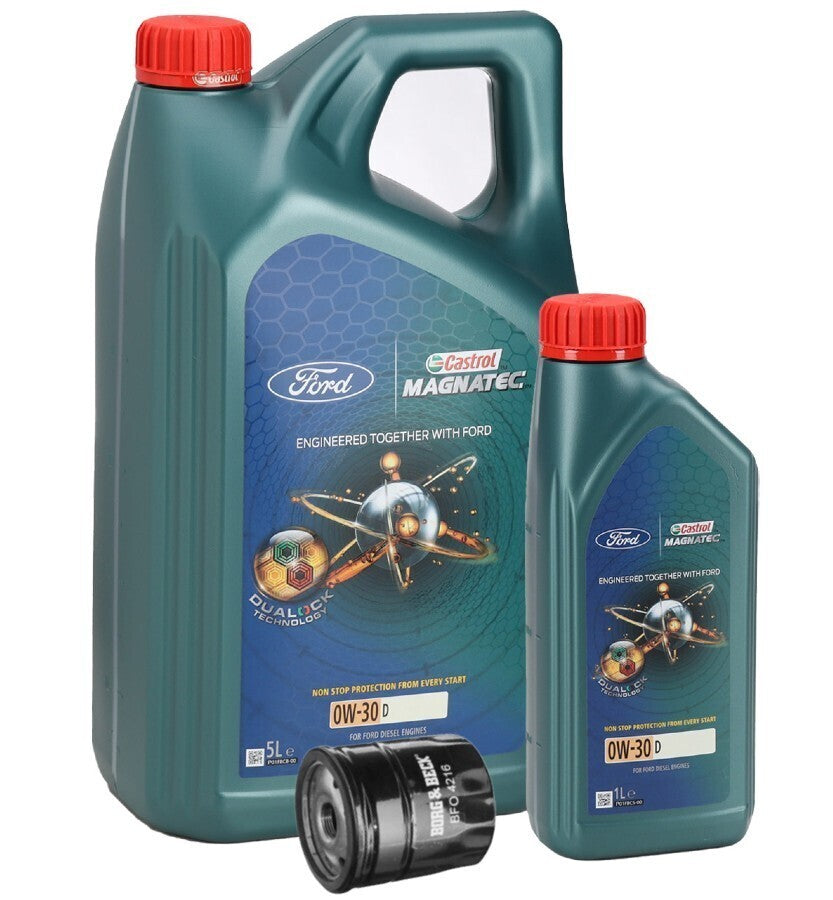 Ford Castrol 0W30 Oil 6L Magnatec Professional & Oil Filter 2L Duratorq