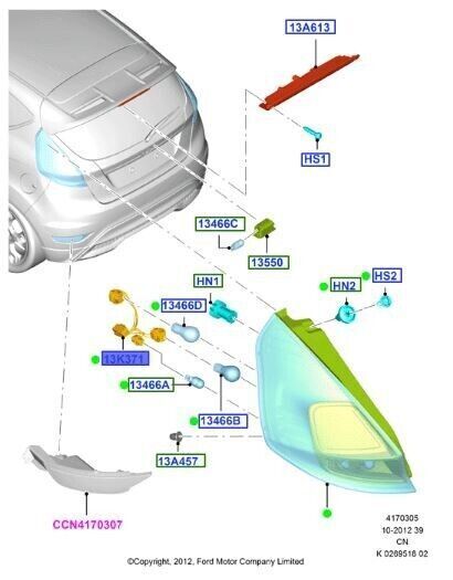 Genuine Ford Fiesta 2015-2019 Bulb Holder 1925823 New!