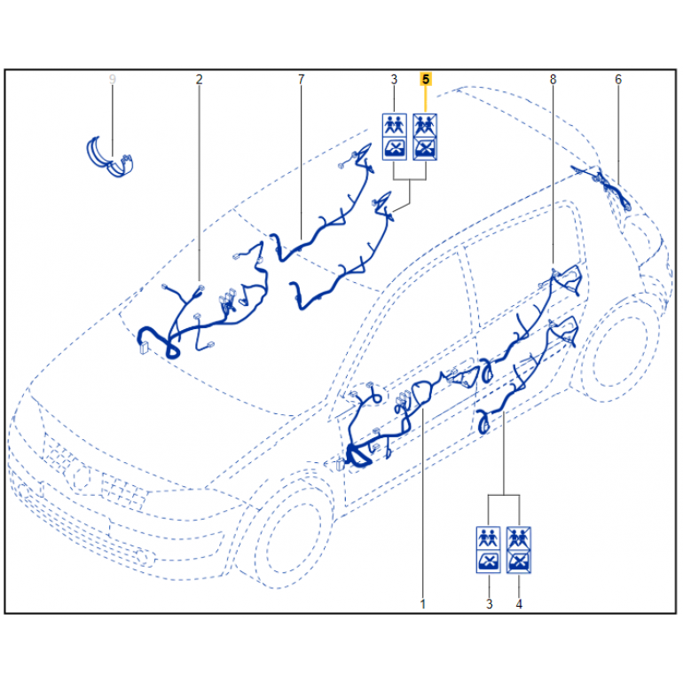 Genuine Renault Megane Mk2 RH Rear Door Wiring Harness 8200942539 New