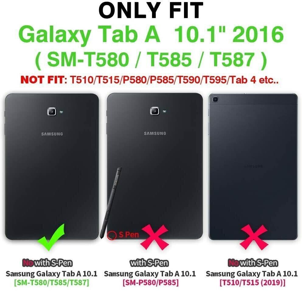 Samsung Galaxy Tab A 10.1" 2016 Leather Smart Case Stand Flip Cover SM-T580 T585