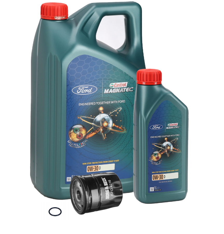 Ford Castrol 0W30 Oil 6L Magnatec Oil & Oil Filter & Washer 2L Duratorq