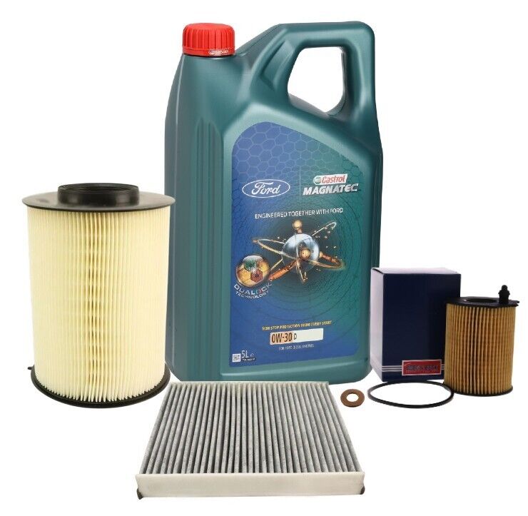 Ford Focus Mk3 1.6 TDCi Service Kit Oil Air Cabin Filter & Genuine Castrol 0w30