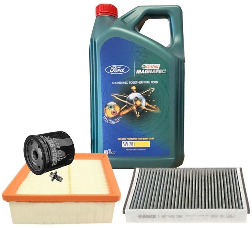 Ford Fiesta Mk7 1.25 Service Kit Oil Air Cabin Filter & Genuine Castrol 5w20 Oil