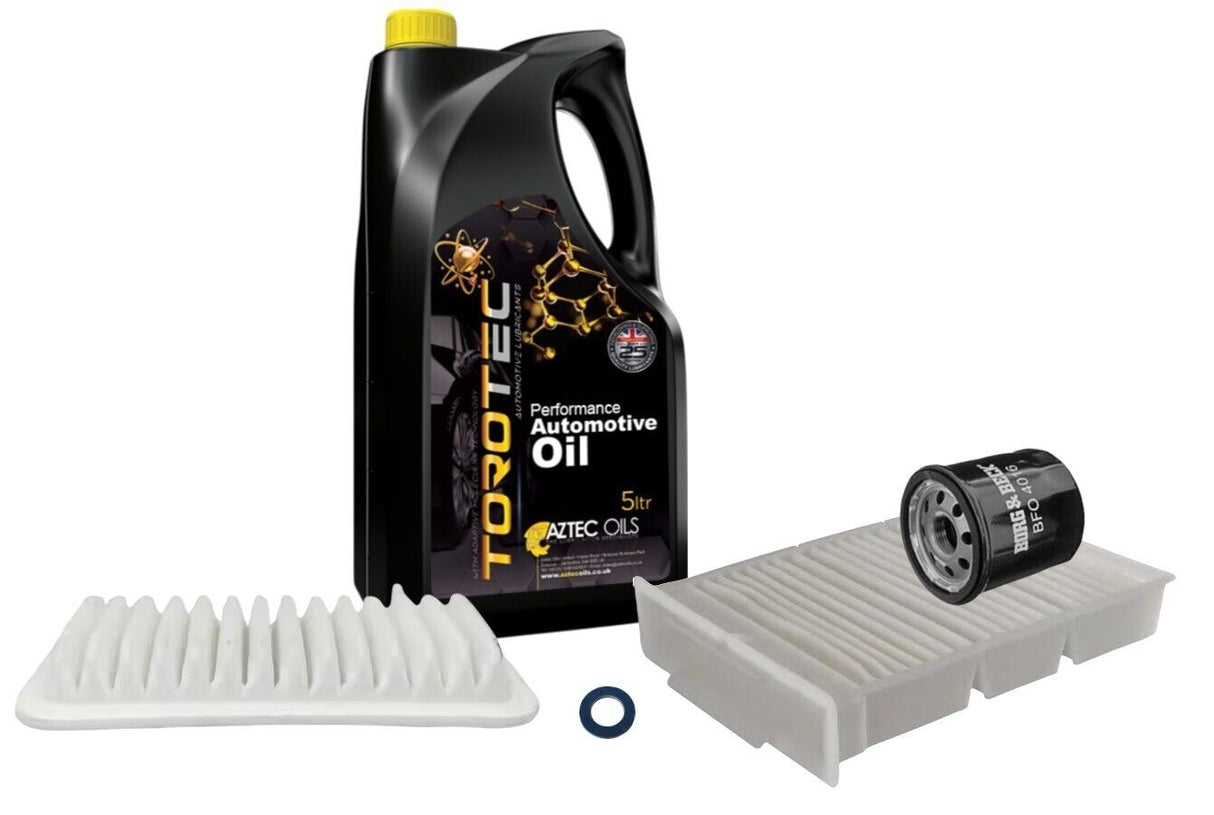 Toyota Aygo 2006 - 2013 Oil Air Pollen Service Kit inc 5L 5w30 Engine Oil