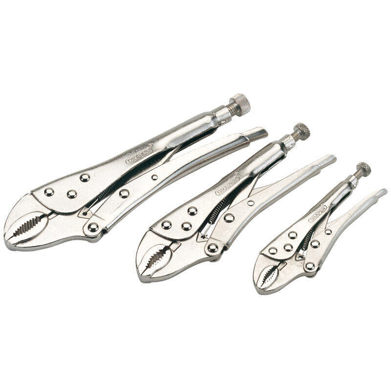 Draper 14040 Curved Jaw Self Grip Pliers Set 3 Piece
