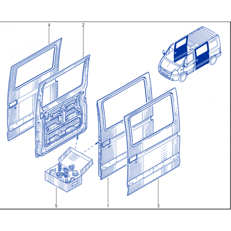 Genuine Renault Master Mk2 & Vauxhall Movano Mk1 Low Roof LH Rear Side Door