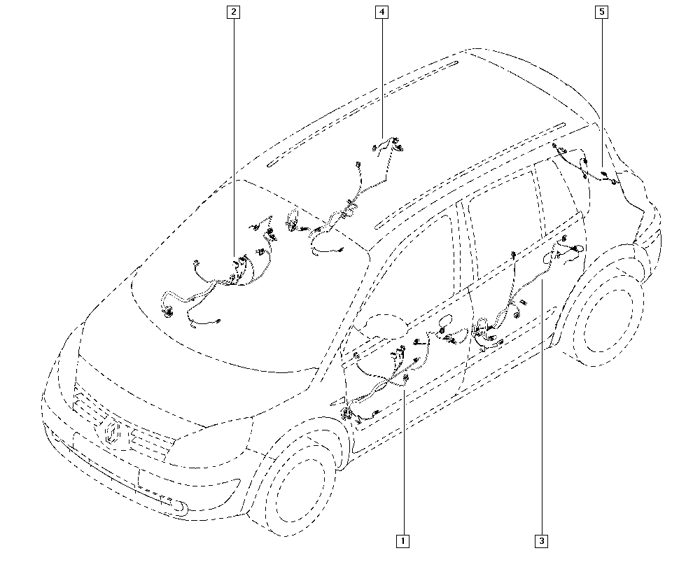 Genuine Renault Scenic II / Grand Scenic II Passenger Door Wiring Harness New