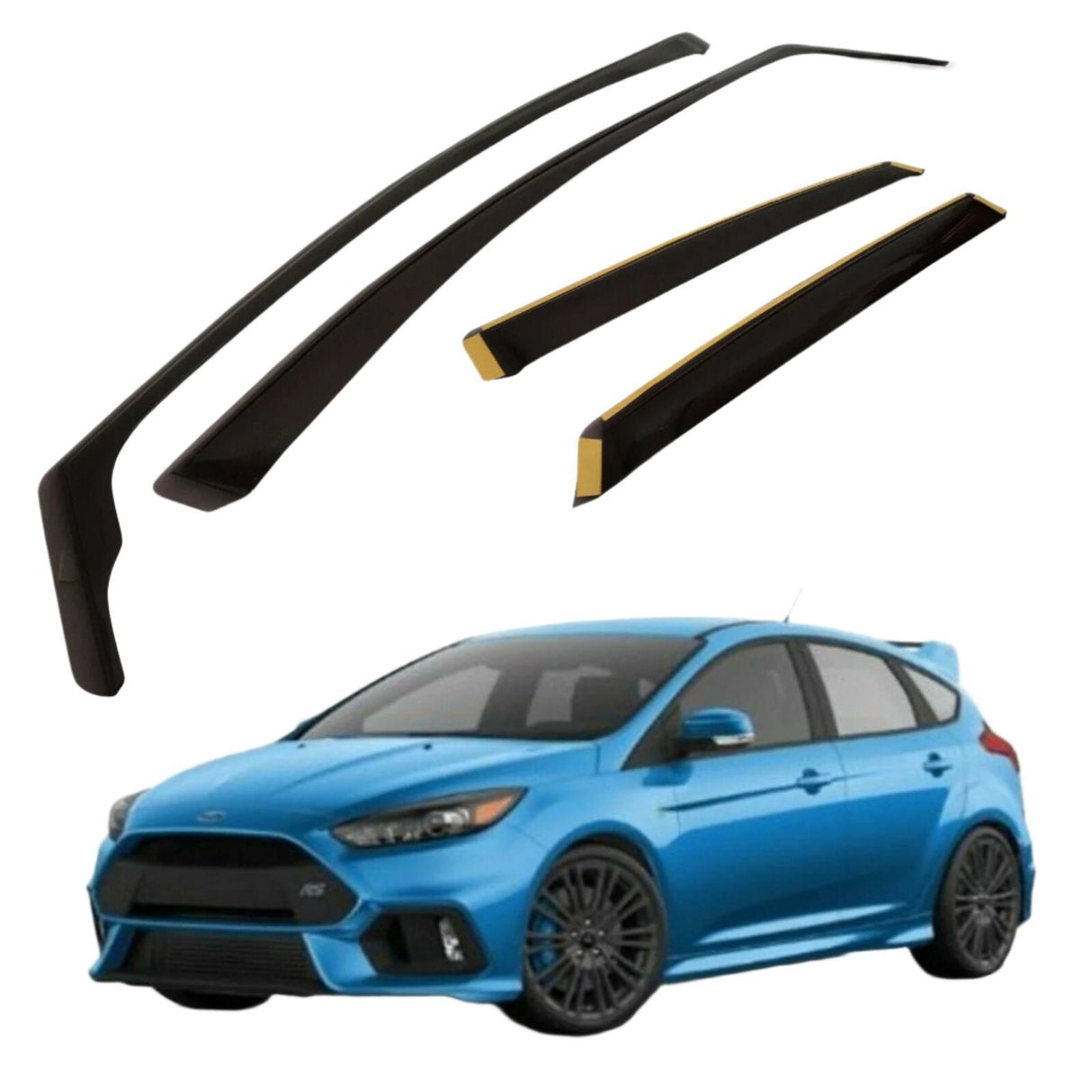 Genuine Ford Focus RS 2016 MK3 Front & Rear Climair Dark Tint Air Deflectors New