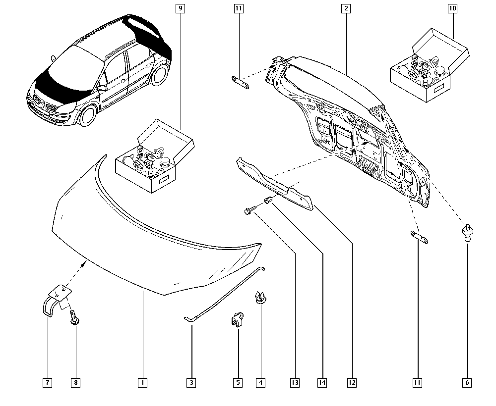 Genuine Renault Scenic / Grand Scenic Mk2 Rear Tail Gate / Boot Lid 7751474296