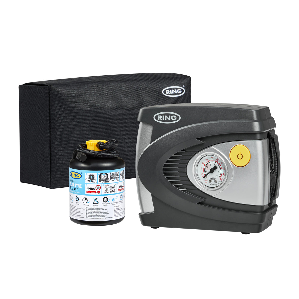 Ring Automotive - Car Puncture Repair Kit Includes Sealant RTS4502 and 12V (Volts) RAC610 Inflator