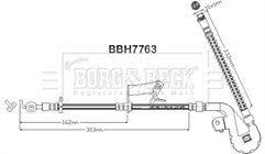 Borg & Beck - BRAKE HOSE - BBH7763 - Fits: PSA C5 III,C6,407,407SW
