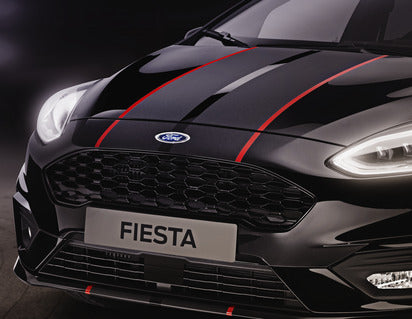 Genuine Decor Stripes for bonnet, matte black / high-gloss red - 2378998