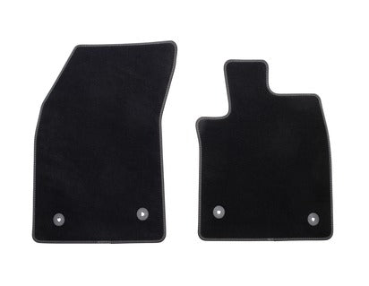 Genuine Premium Velours Floor Mats front, black with grey stitching - 2399667
