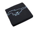 Genuine Premium Protective Cover black, with blue liner, blue Mustang pony and blue Mustang lettering