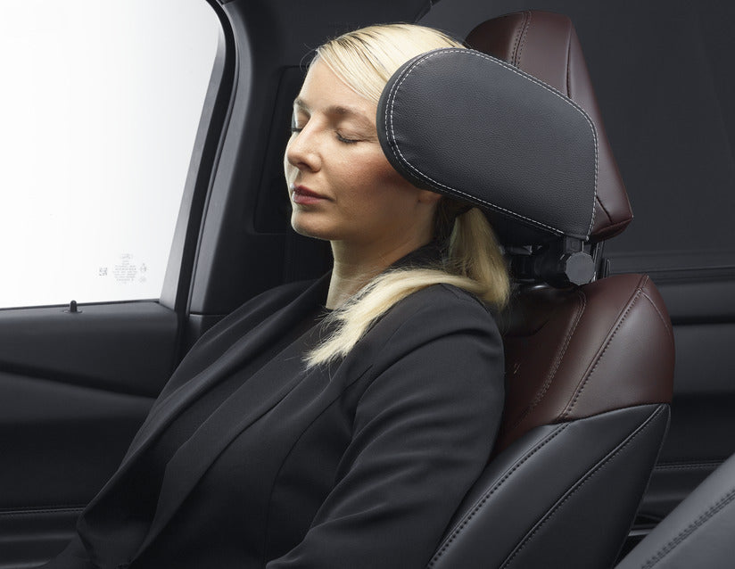 Genuine ACV* Sleeping Headrest black PVC leather with silver piping