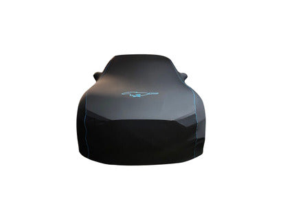Genuine Premium Protective Cover black, with blue liner, blue Mustang pony and blue Mustang lettering - 2534424