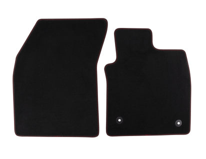 Genuine Velour Floor Mats front, black with red stitching - 2535636