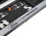 Genuine Ford Performance Licence Plate Holder silver, with black 3D effect "Ford Performance" logo