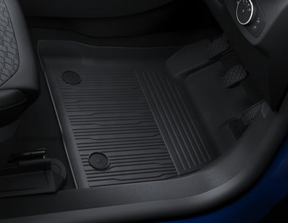 Genuine Rubber Floor Mats tray style with raised edges, front, black - 2439076