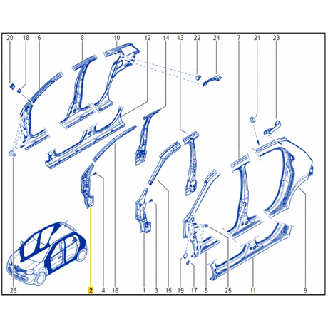 Genuine Renault Twingo Mk3 RH Front Reinforcement Pillar 762463727R
