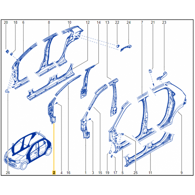 Genuine Renault Twingo Mk3 RH Front Reinforcement Pillar 762463727R