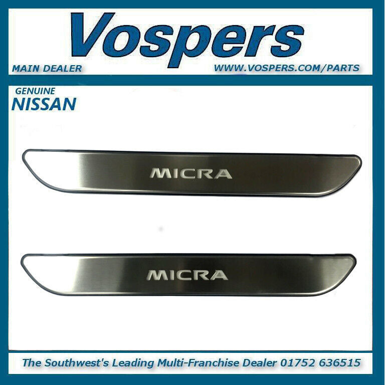Genuine Nissan Micra 2017 Onwards Front Entry Chrome Sill Guards KE9675F405