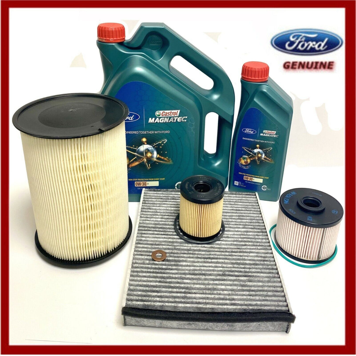 Genuine Ford Kuga 2.0 TDCi Service Kit Oil Air Cabin Diesel Filter & 6L Oil