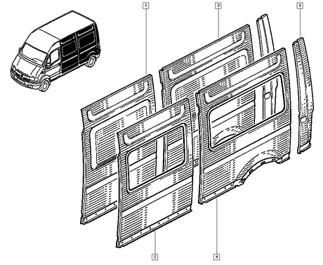 Genuine Renault Master Mk2 & Vauxhall Movano Mk1 LH Rear Side Panel 7750350605