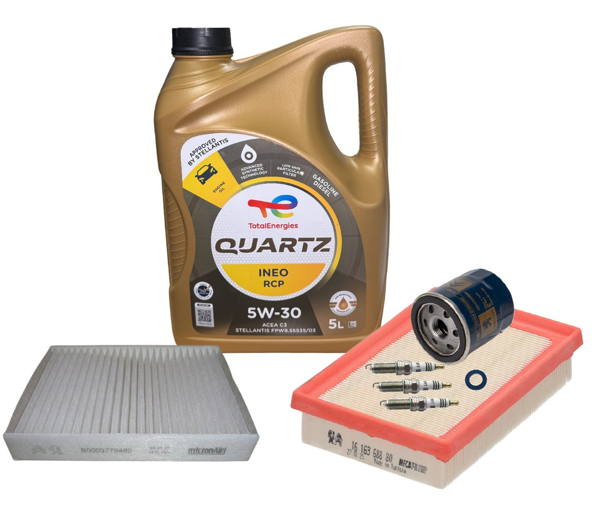 Genuine Peugeot 108 Full Service kit Inc Total Quartz Engine Oil 2014-2022
