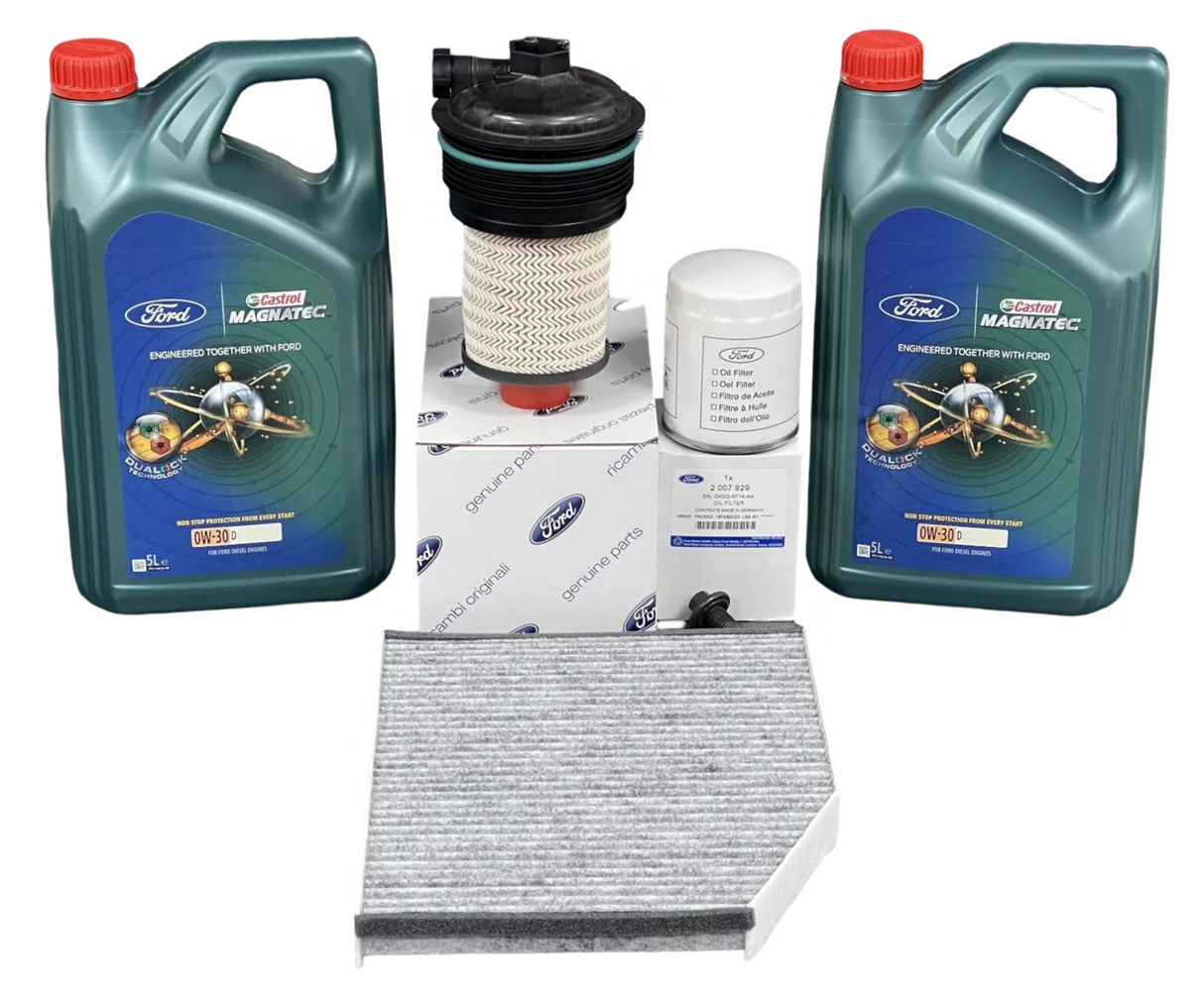 Genuine Ford Transit FWD & Custom 2.0 Ecoblue Service Kit Ford Castrol OIL 0W-30