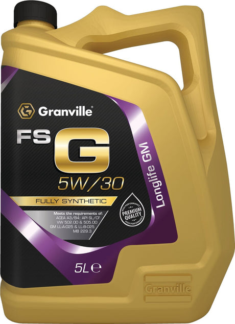 Car Engine Oil Granville FS-G SAE 5W30 A3/B4 Fully Synthetic GM 5L 5 Litre