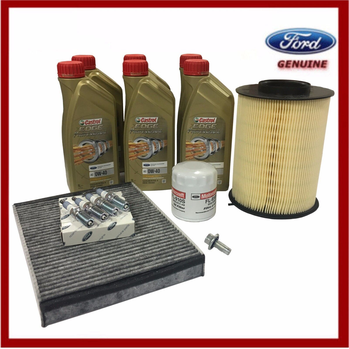 Genuine Ford Focus MK3 RS 2.3L Ecoboost Service Kit 0W40 Castrol Edge ...