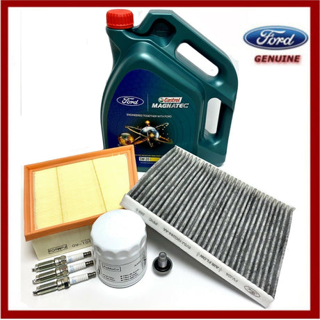 Genuine Ford Fiesta Ecoboost 1.0 Oil, Air, Pollen, Spark Plugs, Oil Service Kit 