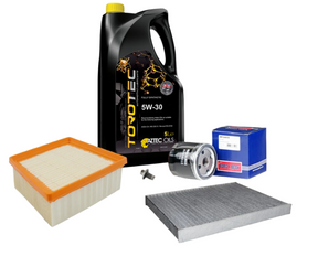 Ford Fiesta Mk7 1.25 Service Kit Oil Air Cabin Spark Plug & 5w20 Engine Oil