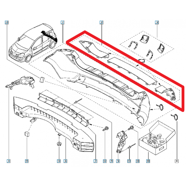 Genuine Renault Modus / Grand Modeus Rear Bumper Upper Protector 8200751625