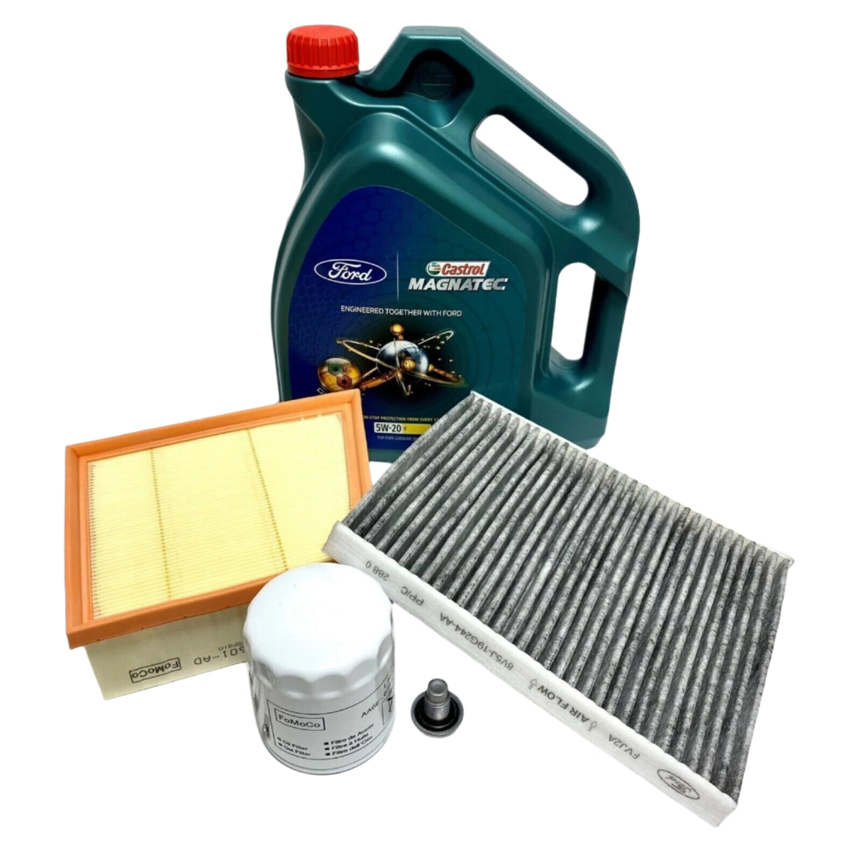 Genuine Ford Fiesta Ecoboost 1.0 Oil, Air, Pollen, Spark Plugs, Oil Service Kit 