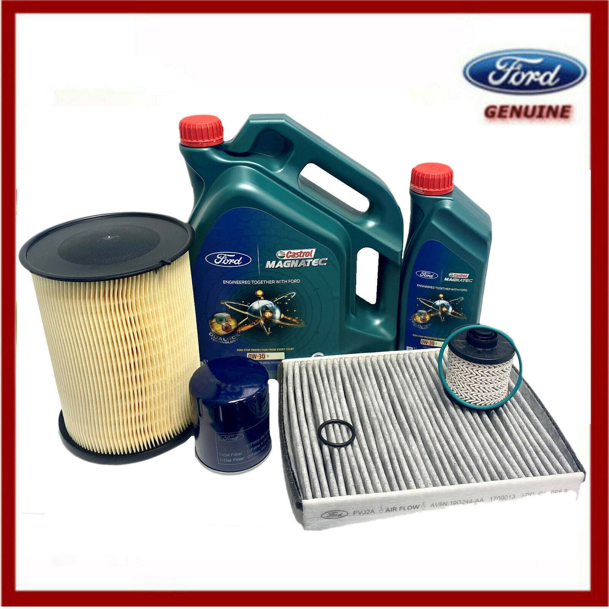 Genuine Ford Focus 2.0 TDCI Full Service Kit inc 0W30 Castrol Engine Oil 2344121