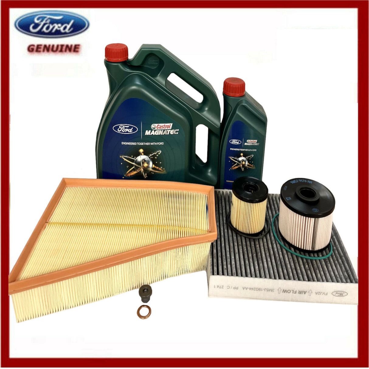 Genuine Ford Galaxy & S-Max 2.0 TDCi Full Service Kit Inc 5W30 Castrol Oil 